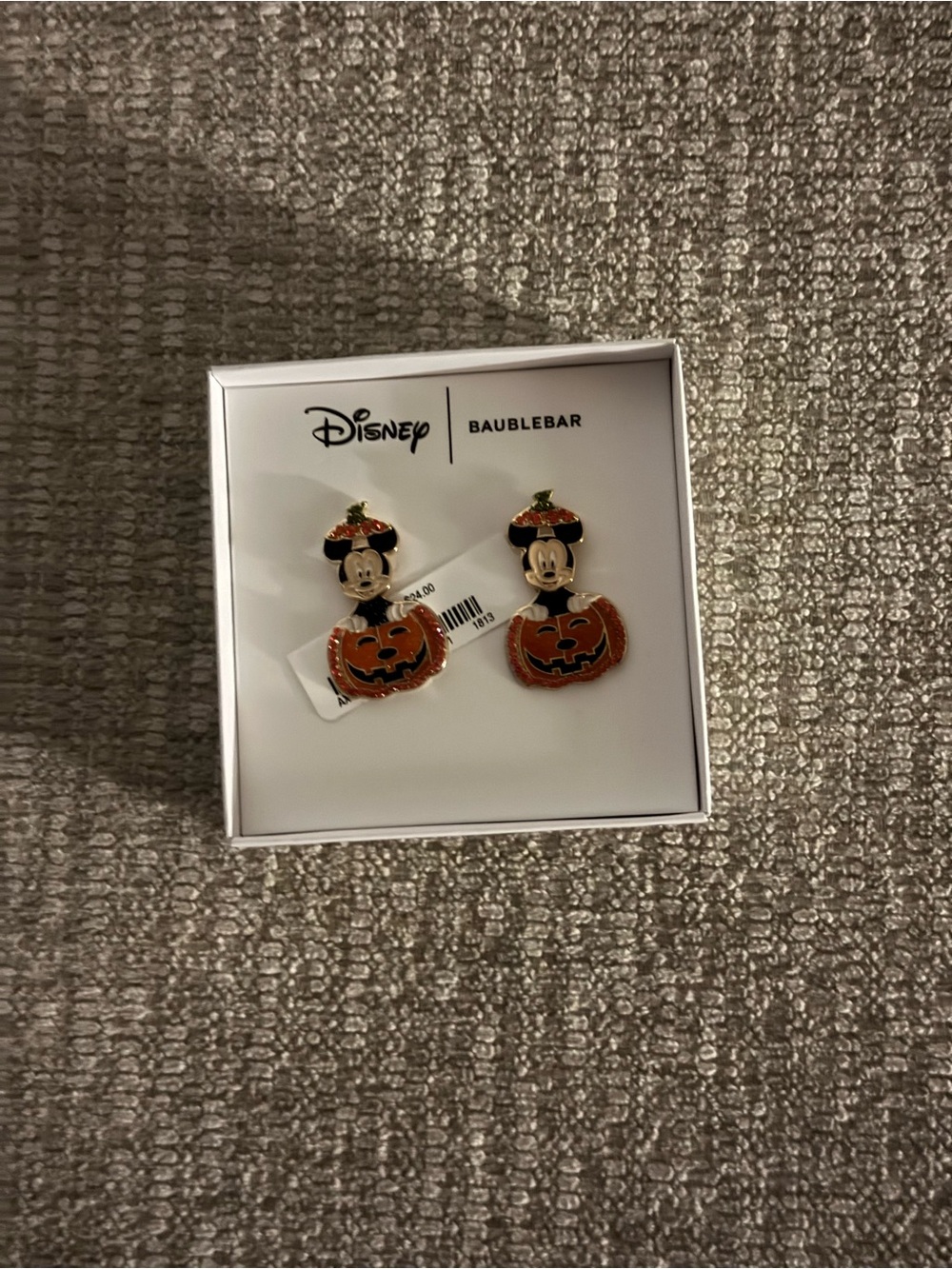 Disney BaubleBar Mickey Pumpkin Halloween Earrings, NWT